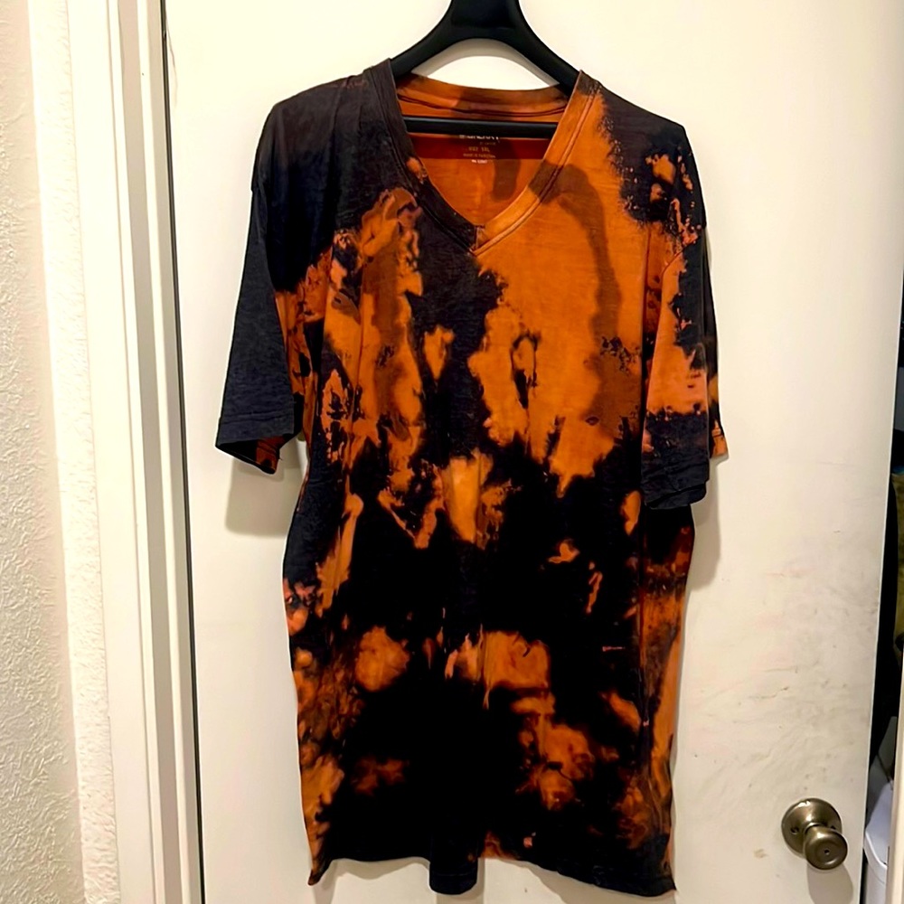 🔥CUSTOM OVERSIZED Y2K V NECK 1 OF 1 BLEACH JOB TYE DYE *MUST READ *FITS LIKE XL